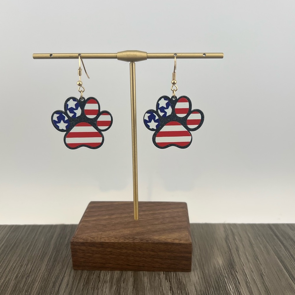 Patriotic Paw Print Earrings
